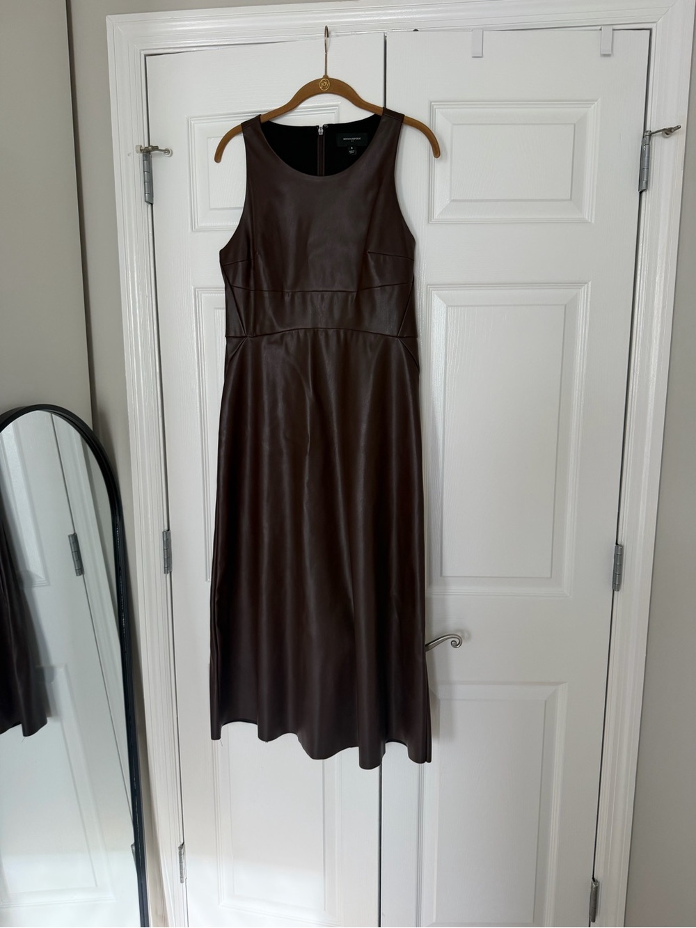 Banana Republic Sleeveless Faux Leather Midi Dress - Dark Brown